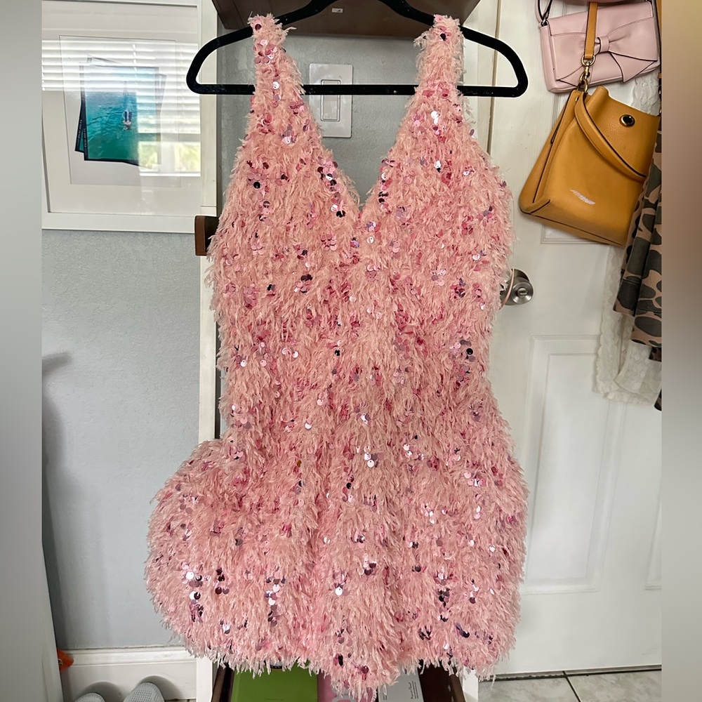 Pink Sequin Flamingo mini 🦩🪽